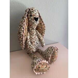 Kika Vargas Floral Print Scallop Trim Stuffed Rabbit/Bunny Rare/Discontinued